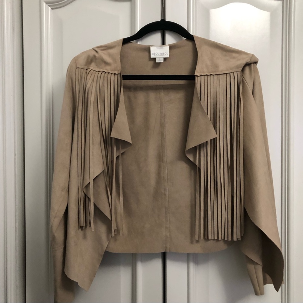 Beige Suede fringe jacket Small